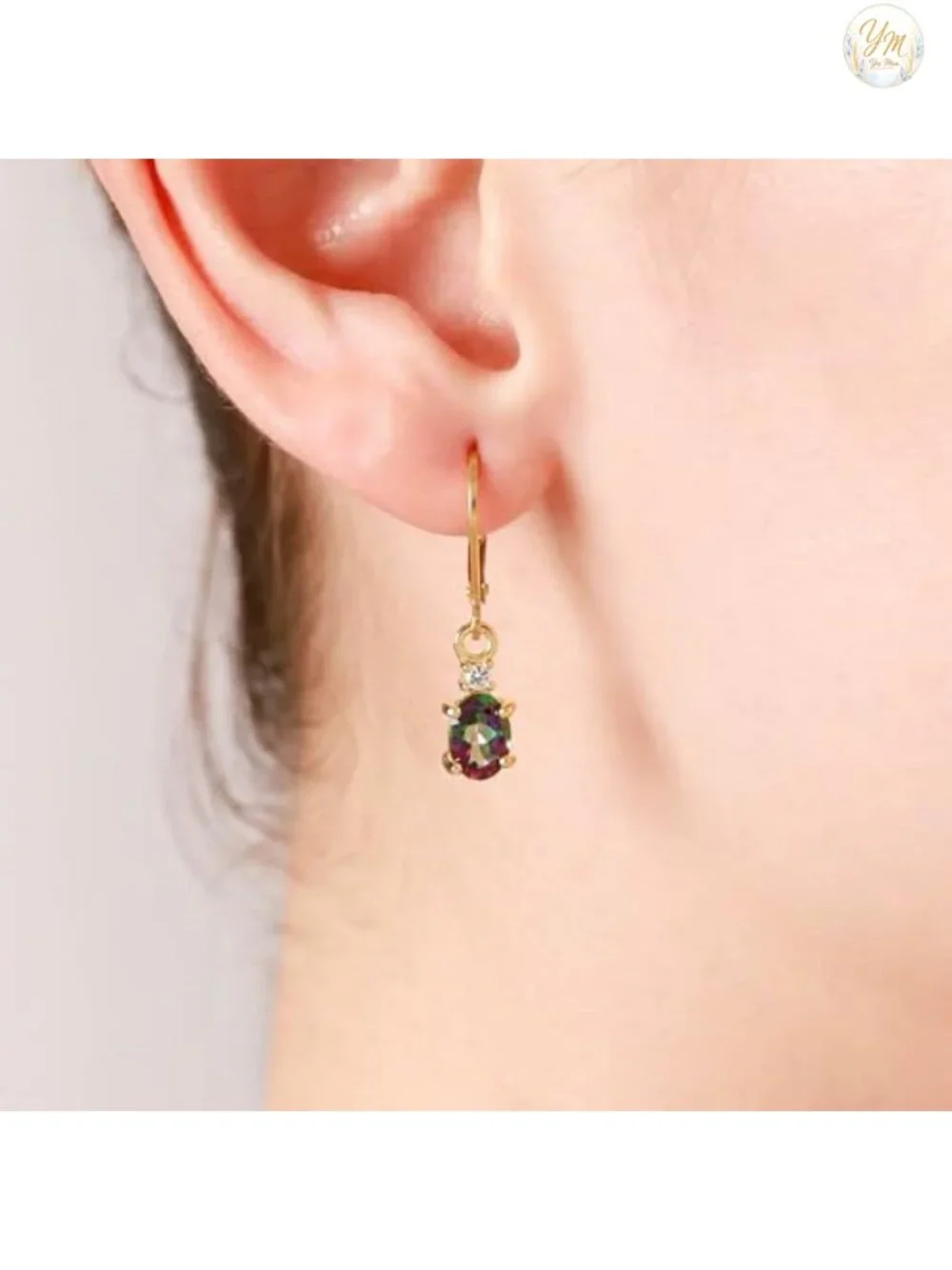 White Gold Plated 925 Sterling Silver Leverback Garnet & Topaz Earrings